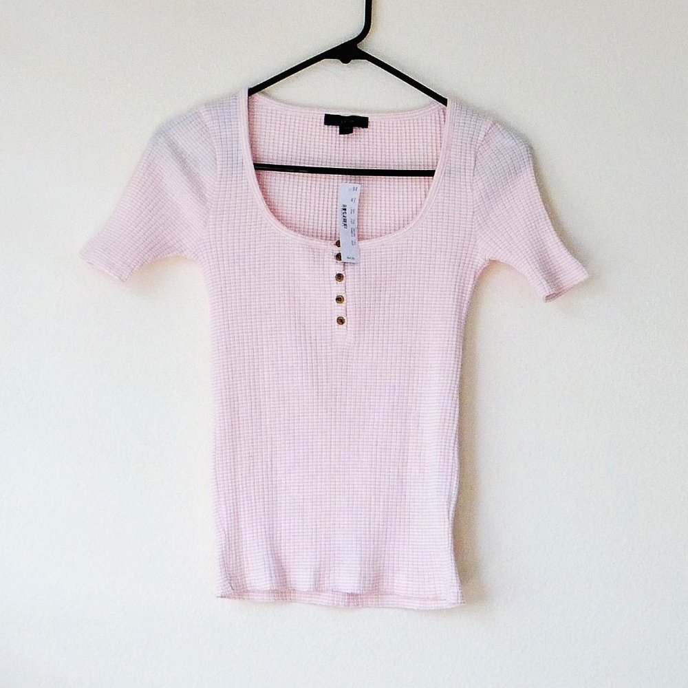 NWT J. Crew Scoopneck Ribbed Henley Stripped Top